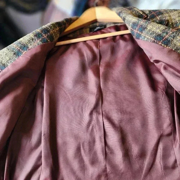 The Limited vintage Tweed Blazer Jacket Career Wear Brown Green Fitted Size S - Picture 6 of 6